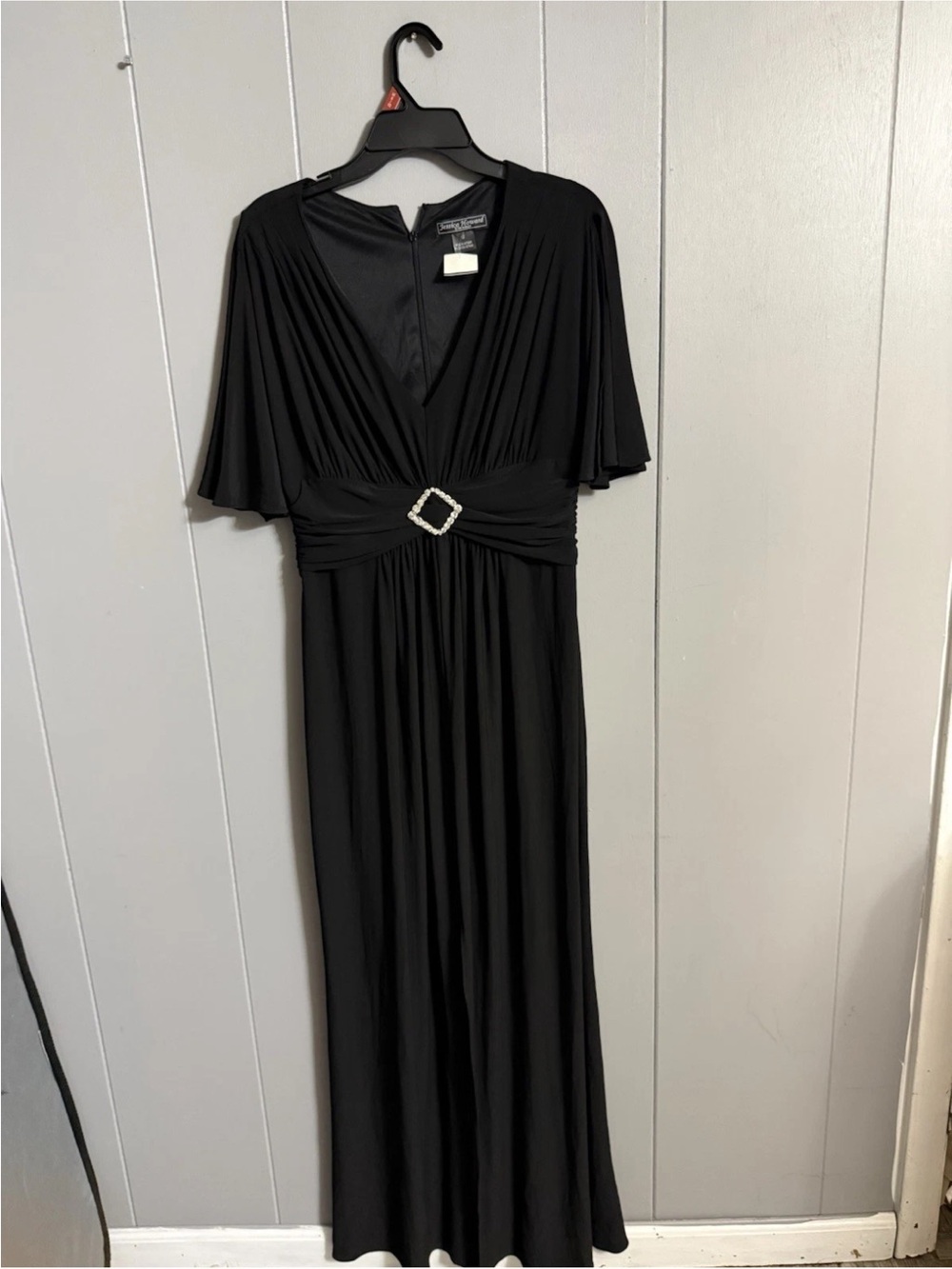 Jessica Howard Black Maxi Dress with Jeweled Buckle